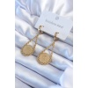 316L Çelik Gold Renk Çeyrek Model Kadın Küpe - BJ-BKP8019
