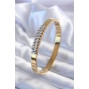 316L Çelik Gold Renk Zirkon Taşlı Kadın Kelepçe - BJ-BB5594
