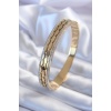 316L Çelik Gold Renk Arpa Model İşleme Zirkon Taş Detay Kadın Kelepçe - BJ-BB5598