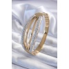 316L Çelik Gold Renk Kaburga Model Zirkon Taşlı Kadın Kelepçe - BJ-BB5604