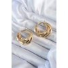 Gold Renk Sarmal Model Pirinç Kadın Küpe - BJ-BKP8051