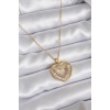 316L Çelik Zincir Gold Renk Zirkon Taş Kalp Model Kadın Küpe - BJ-BKO7805