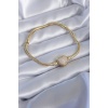 316L Çelik Gold Renk Zirkon Taşlı Kalp Model Kadın Charm Bileklik - BJ-BB5607