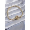 316L Çelik Gold Renk Zirkon Taşlı Kalp Model Kadın Charm Bileklik - BJ-BB5607