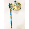 Mavi Renk Çiçek İşlemeli Tutmalı Venedik Göz Maskesi 33x17 cm