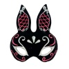 Siyah Renk Kırmızı Beyaz Simli Siyah Süet Kaplama Tavşan Maskesi 18x16 Cm