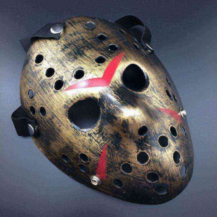 Bakır Renk Kırmızı Çizgili Tam Yüz Hokey Jason Maskesi Hannibal Maskesi