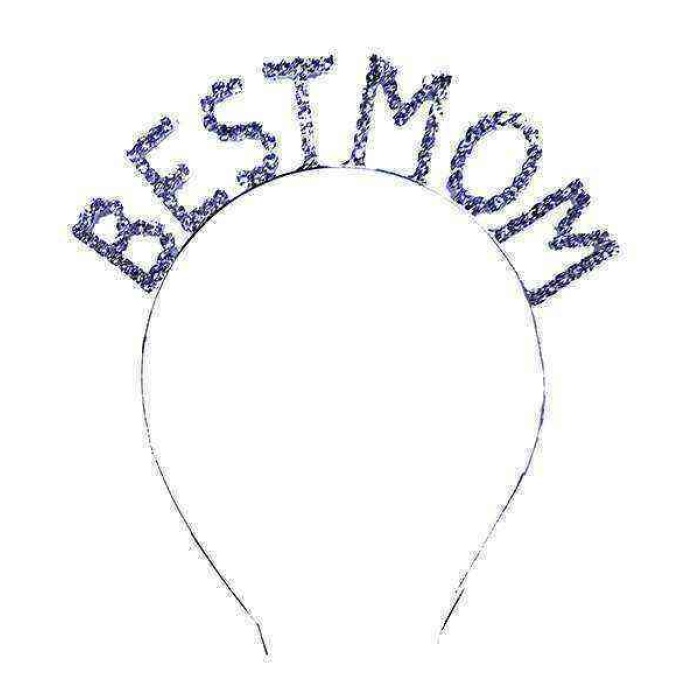 Kristal Taşlı Gümüş Renk Best Mom Tacı 16x17 cm