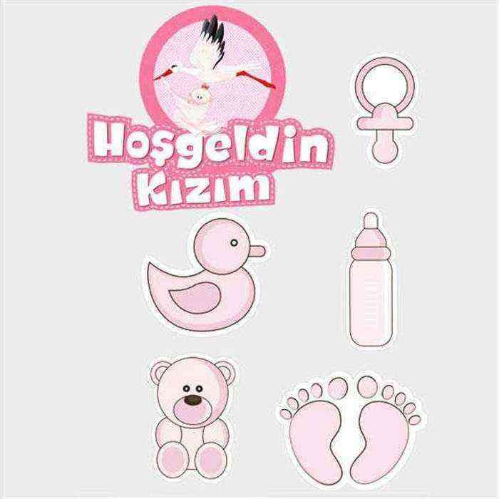 Hoşgeldin Kızım Baby Shower Sticker Etiket Seti 6 Adet