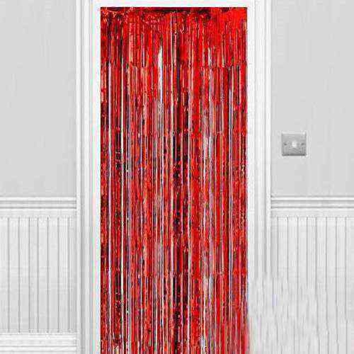 Işıltılı Duvar ve Kapı Perdesi Kırmızı 90x200 cm