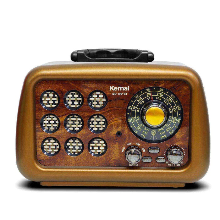 Kemai MD1901 USB/SD/MP3/Bluetooth Şarjlı Nostaljik Radyo KAHVE