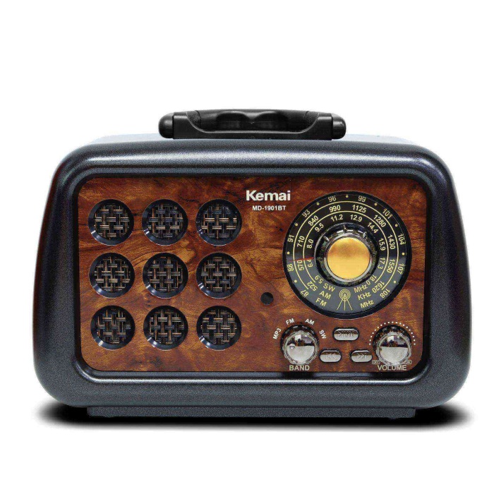 Kemai MD1901 USB/SD/MP3/Bluetooth Şarjlı Nostaljik Radyo SİYAH