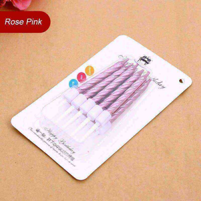 Rose Pembe Renk Doğum Günü Evlilik Yıldönümü Pasta Mumları 10 Adet