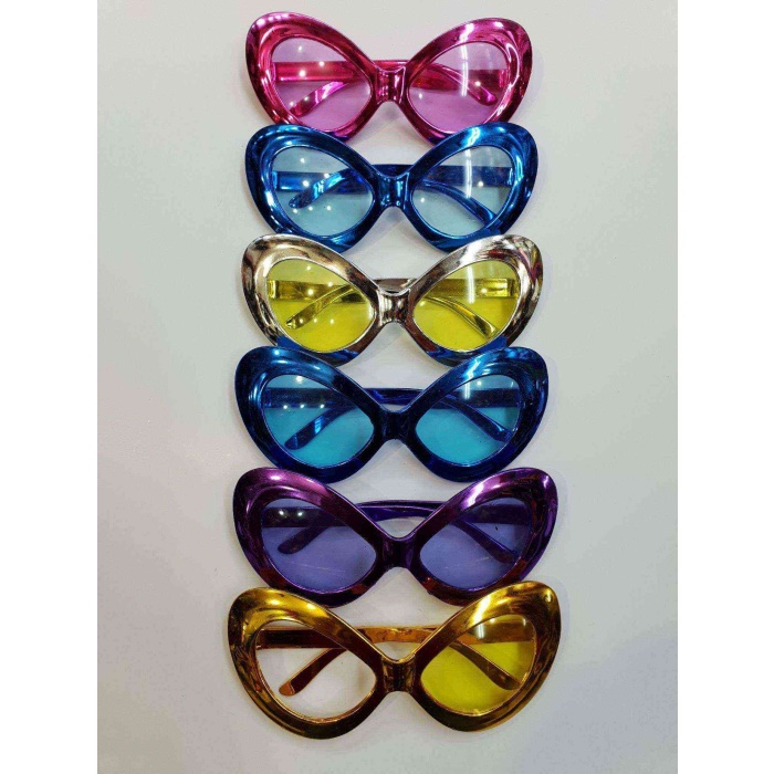 Metalize Yeşilçam 80 li 90 lı Yıllar Parti Gözlüğü 6 Renk 15x7 cm