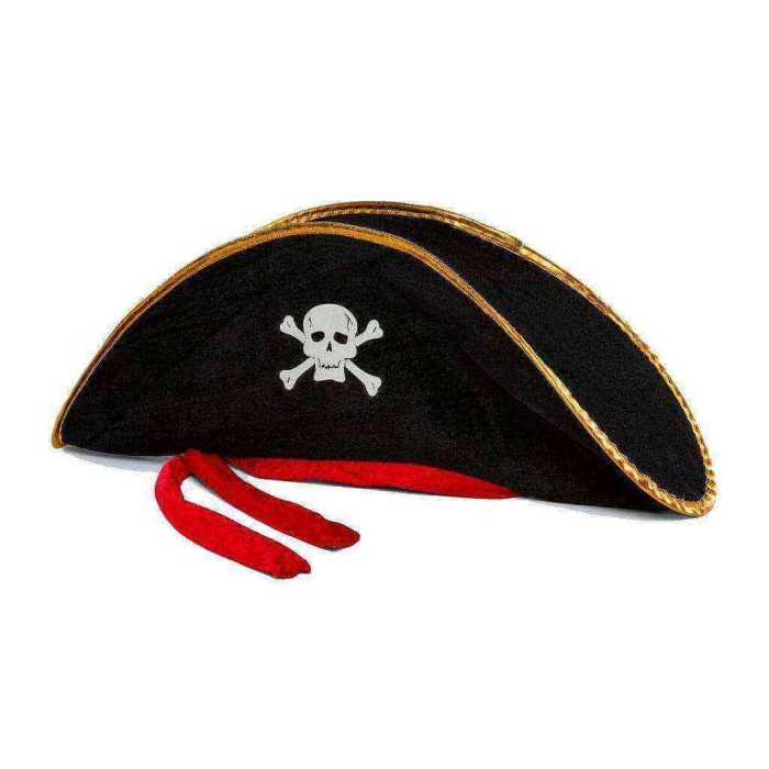 Yetişkin Boy Kadife Jack Sparrow Denizci Korsan Şapkası 50X20 CM
