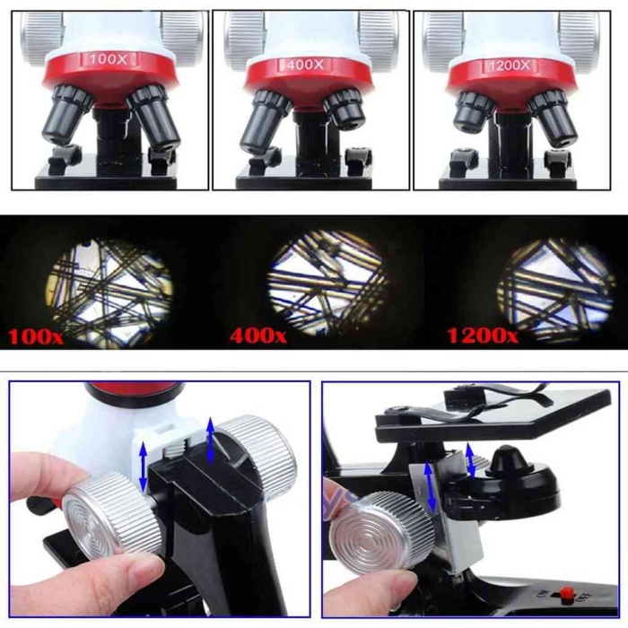 Nikula Eğitici Mikroskop Kiti Zoom Led Işıklı 100x 400x 1200x St1200x