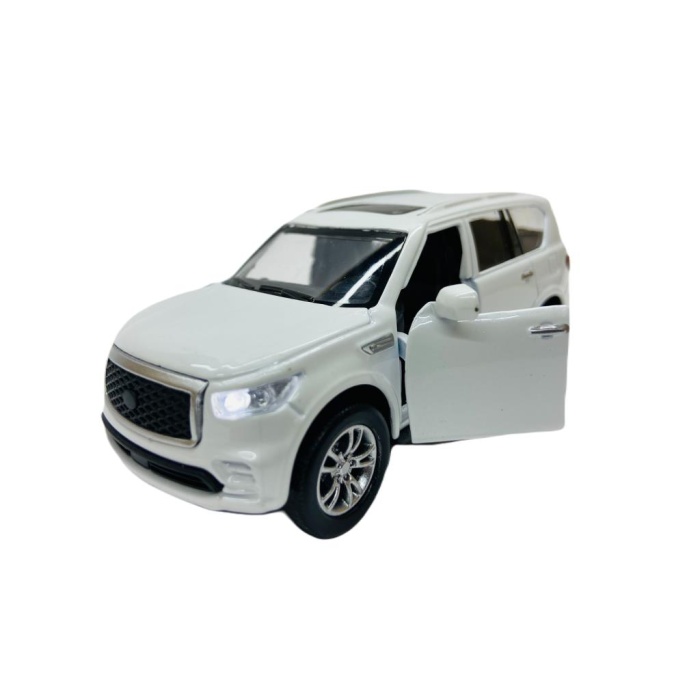Sesli Işıklı Metal Çek Bırak Araba - İnfiniti QX80 Beyaz - FY6208-12D-Beyaz