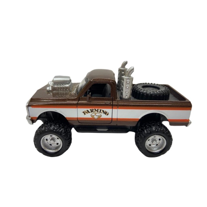 Sesli Işıklı Metal Çek Bırak Kamyonet - Chevy Pickup - FY638-12D-Kahverengi