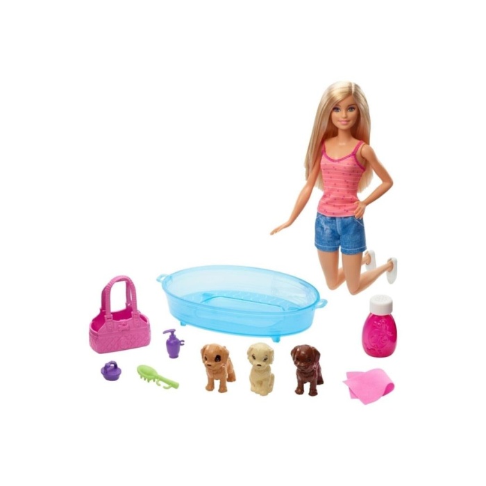 Barbie Bebek ve Aksesuarları 3 Yavru Köpekli Oyun Seti Mattel Lisanslı - GDJ37