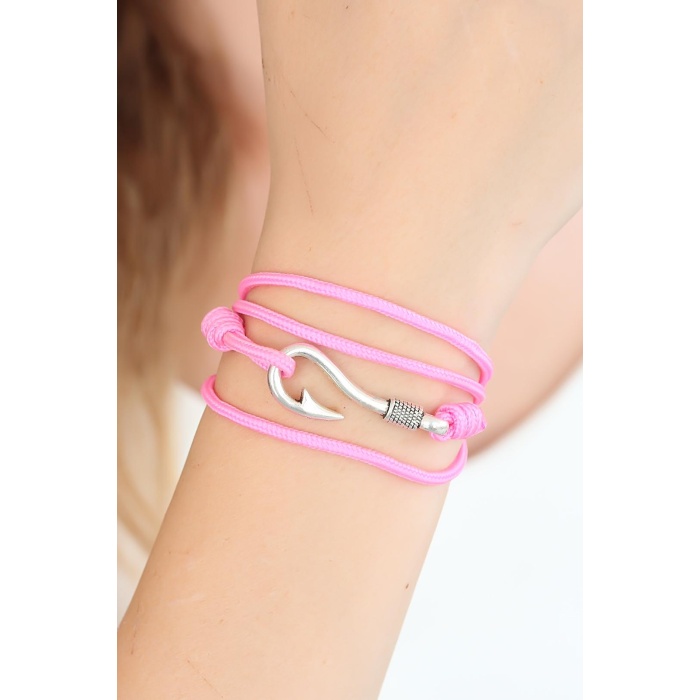 Pembe Renk Gümüş Metal Kancalı Bayan Çoklu Bileklik - BJ-BB2371-KS