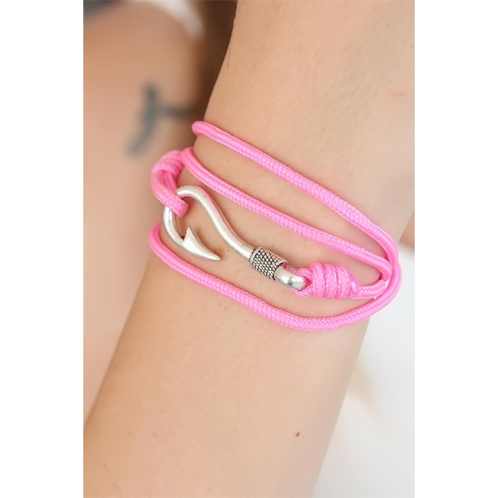 Pembe Renk Gümüş Metal Kancalı Bayan Çoklu Bileklik - BJ-BB2371-KS