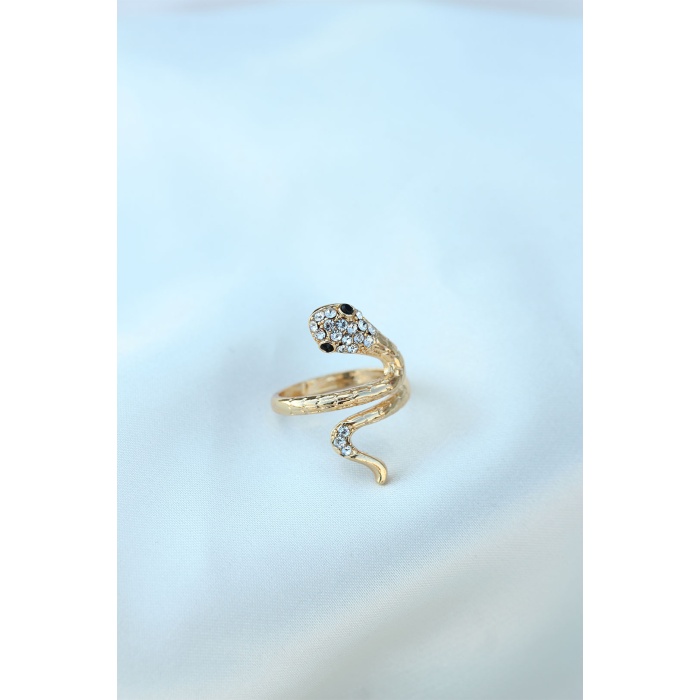 Gold Metal Ayarlamalı Taşlı Yılan Model Yüzük - BJ-BYK1965