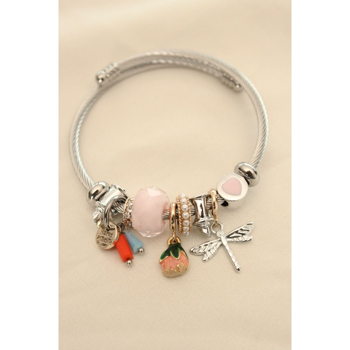 Yusufçuk ve Gül Figürlü İncili Charm Bilezik - BJ-BB4232