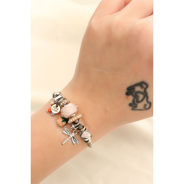 Yusufçuk ve Gül Figürlü İncili Charm Bilezik - BJ-BB4232
