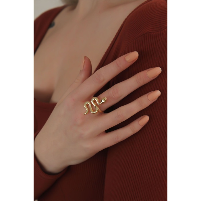Ayarlanabilir Gold Renk Yılan Yüzük - BJ-BYK2254