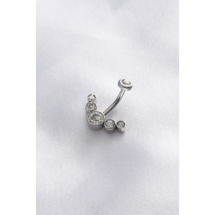 316L Cerrahi Çelik Zirkon Taşlı Göbek Piercing - BJ-PR1101
