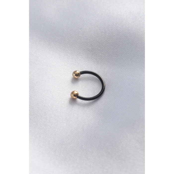 316L Cerrahi Çelik Siyah Renk Halka Gold Renk Minimal Uçlu Halka Piercing - BJ-PR1134