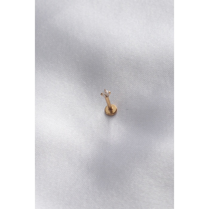 316L Cerrahi Çelik Zirkon Gold Renk Dudak Piercing - BJ-PR1157