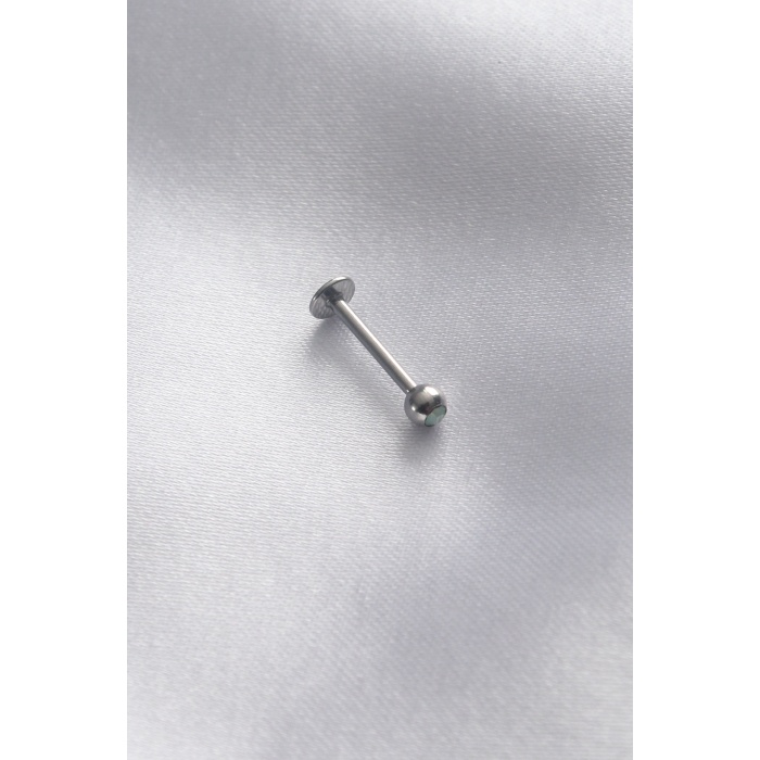 316L Cerrahi Çelik 10 mm Gümüş Renk Zirkon Mavi Taşlı Yan Dudak Piercing - BJ-PR1168