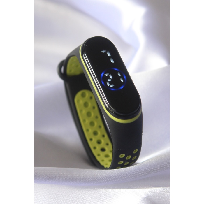 Siyah Sarı Renk Silikon Dijital Dokunmatik Led Saat - BJ-BS3456