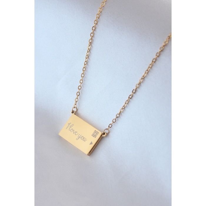 316L Çelik Gold Renk Gizli Bölmeli Kadın Kolye - BJ-BKO7268