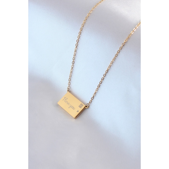 316L Çelik Gold Renk Gizli Bölmeli Kadın Kolye - BJ-BKO7268