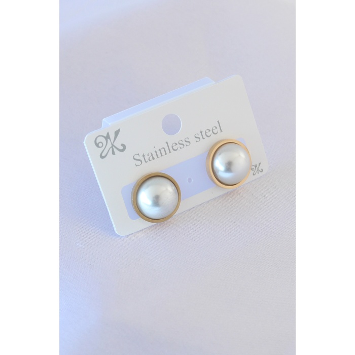 316L Çelik Gold Renk İnci Kadın Küpe - BJ-BKP7227