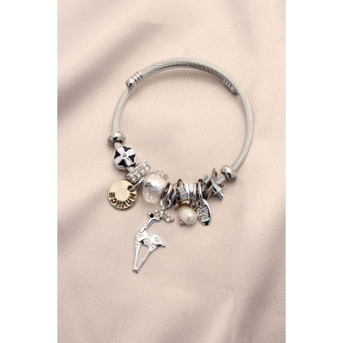 Geyik Model Taşlı Charm Bilezik - BJ-BB3736