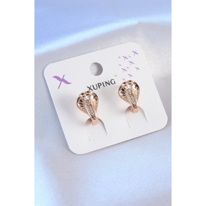 Xuping Rose Gold Renk Kobra Yılan Model Zirkon Taşlı Kadın Küpe - BJ-BKP7281