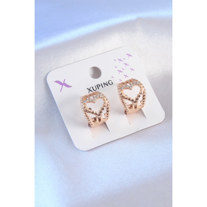 Xuping Rose Gold Renk Zirkon Taşlı Kalp Model Kadın Küpe - BJ-BKP7282