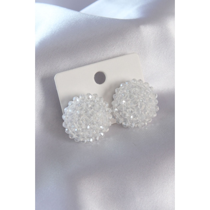 Beyaz Kristal Boncuklu Kadın Küpe - BJ-BKP7359