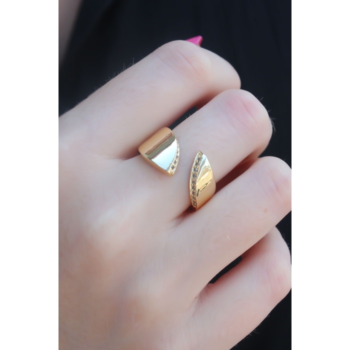Gold Renk Zirkon Taşlı Kadın Yüzük - BJ-BYK2650