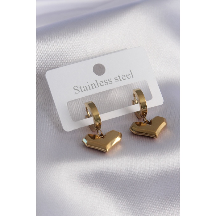 316L Çelik Gold Renk Kalp Model Kadın Küpe - BJ-BKP7460