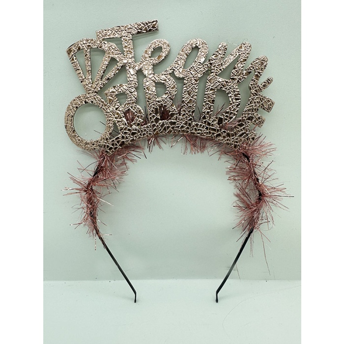 Team Bride Yazılı Alyanslı Rose Renk Metal Parti Tacı