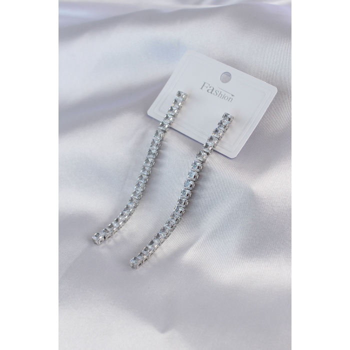 Gümüş Renk Zirkon Taşlı Kadın Küpe - BJ-BKP7465