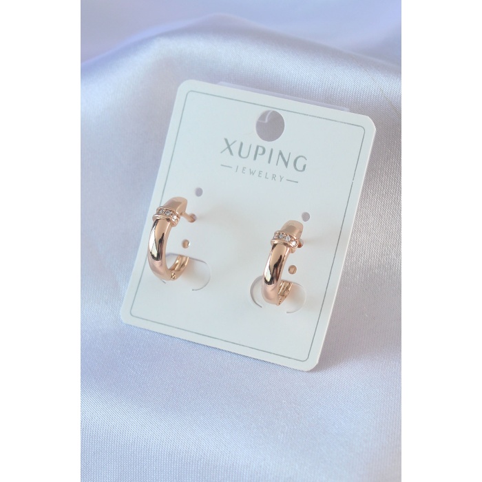 Gold Renk Zirkon Taşlı Halka Model Xuping Kadın Küpe - BJ-BKP7558