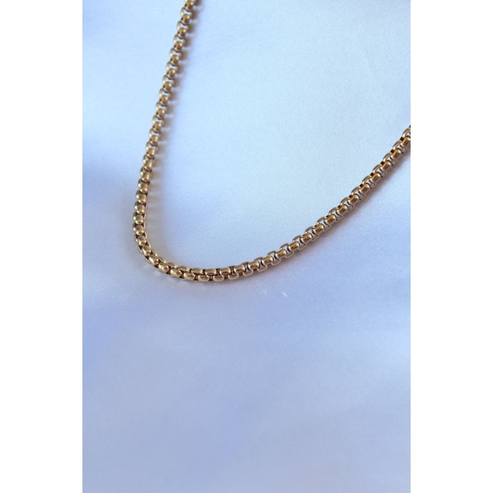 316L Çelik Gold Renk Kalın Zincir Model Erkek Kolye - BJ-ERK1316