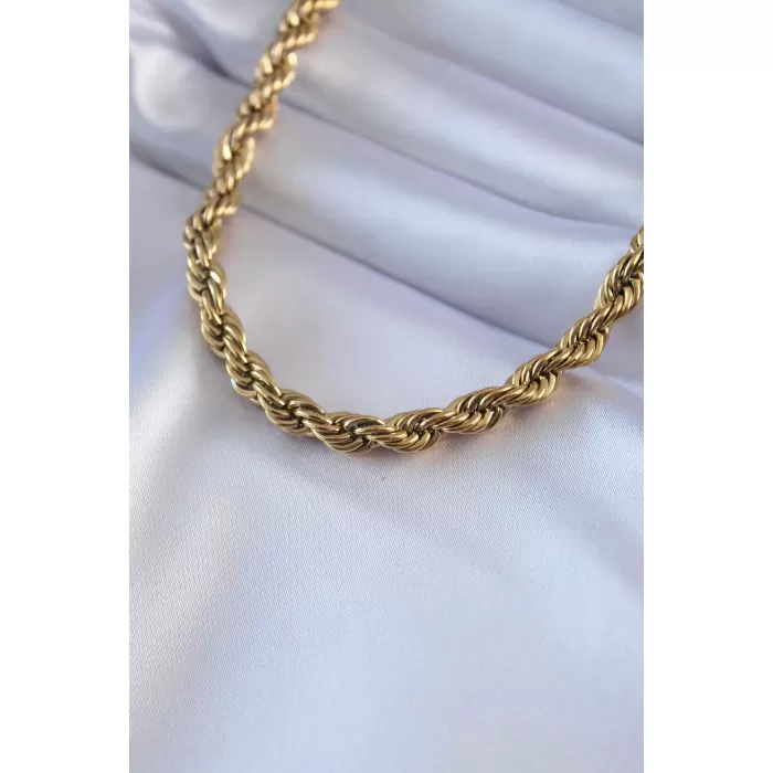 316L Çelik Gold Renk Burgu Model Kadın Kolye - BJ-BKO7589