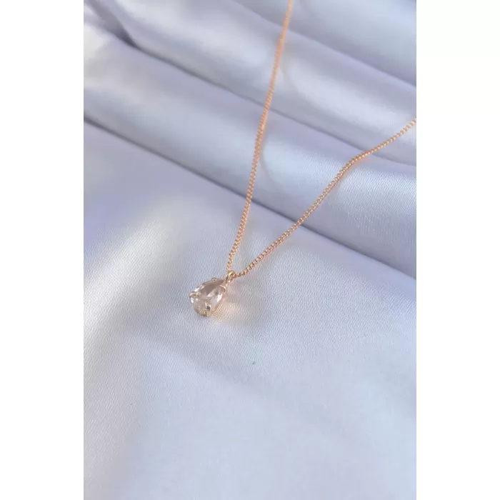 Gold Renk Zirkon Taşlı Kadın Kolye - BJ-BKO7590