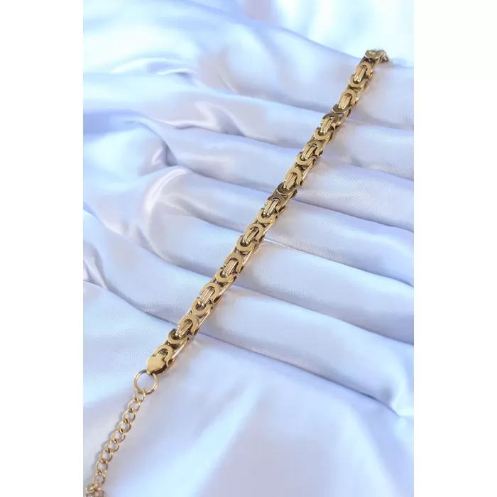 316L Çelik Gold Renk Kral Zincir Model Kadın Bileklik - BJ-BB5416